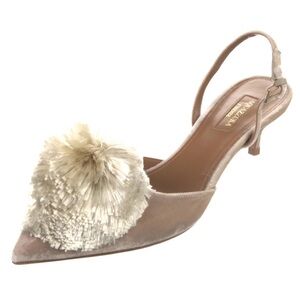 Aquazzura Powder Puff Pom-Pom Embellished Slingback Pumps